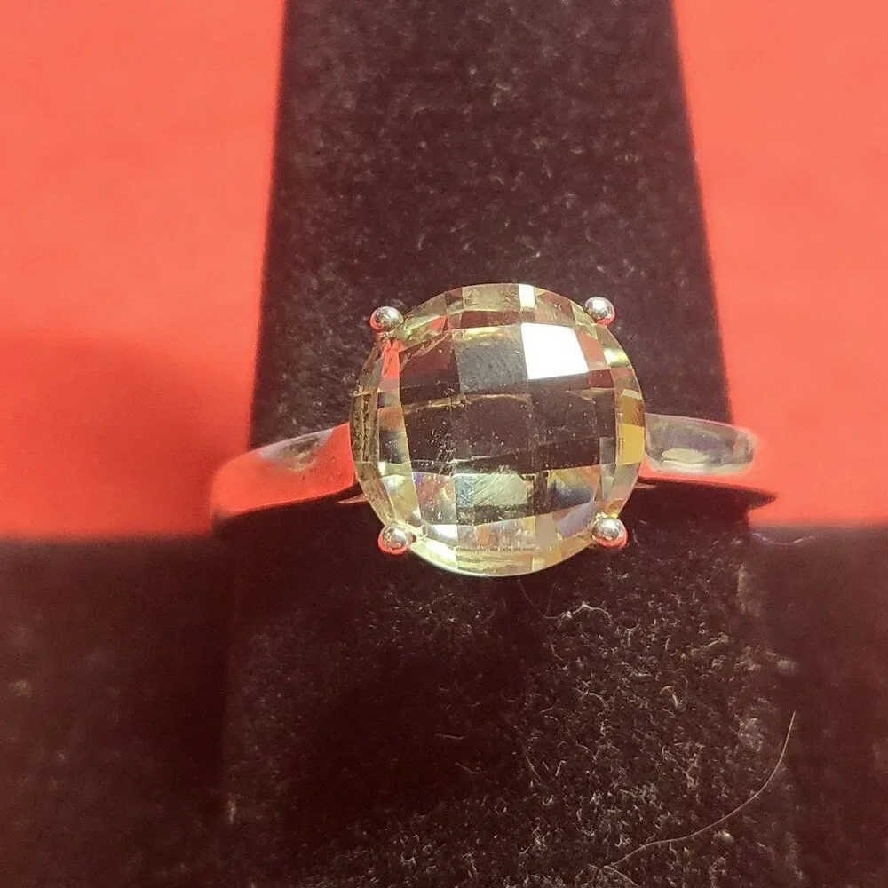 Natural Green Amethyst Sterling Silver Ring